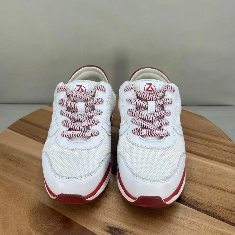 Zeba Hands Free Sneakers Womens 9.5 Wide White Red Mesh Slip On Walking Shoes
